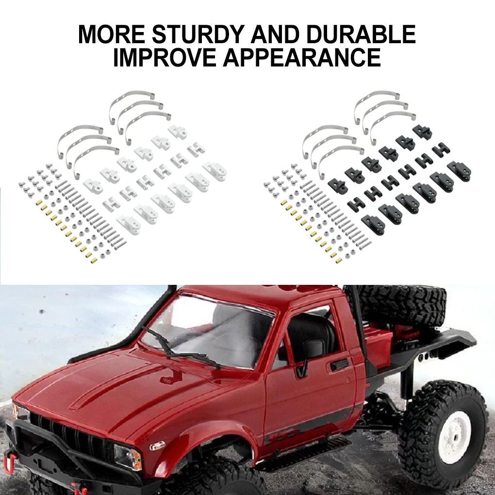 ชุดอัพเกรดชิ้นส่วนโลหะ RCGOFOLLOW ชุดอัพเกรดชิ้นส่วนโลหะแข็งสำหรับรถบังคับวิทยุ 1/16 WPL C14 C24 B14 B24 B16 Crawler สีเงิน