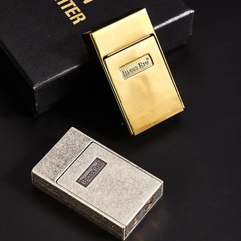 New Retro Elegant Pull Style Internet Celebrity Grinding Wheel Lighter Old-Fashioned Trench Machine Open Flame Oil Lighters Gift