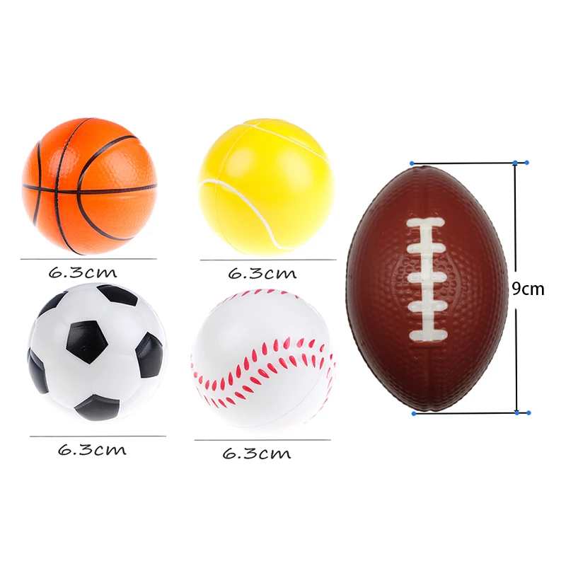 Mini Zacht Voetbal Basketbal Honkbal Tennis Rugby Speelgoed Schuimrubber Knijpballen Anti Stress Speelgoedballen Voetbal Handoefening