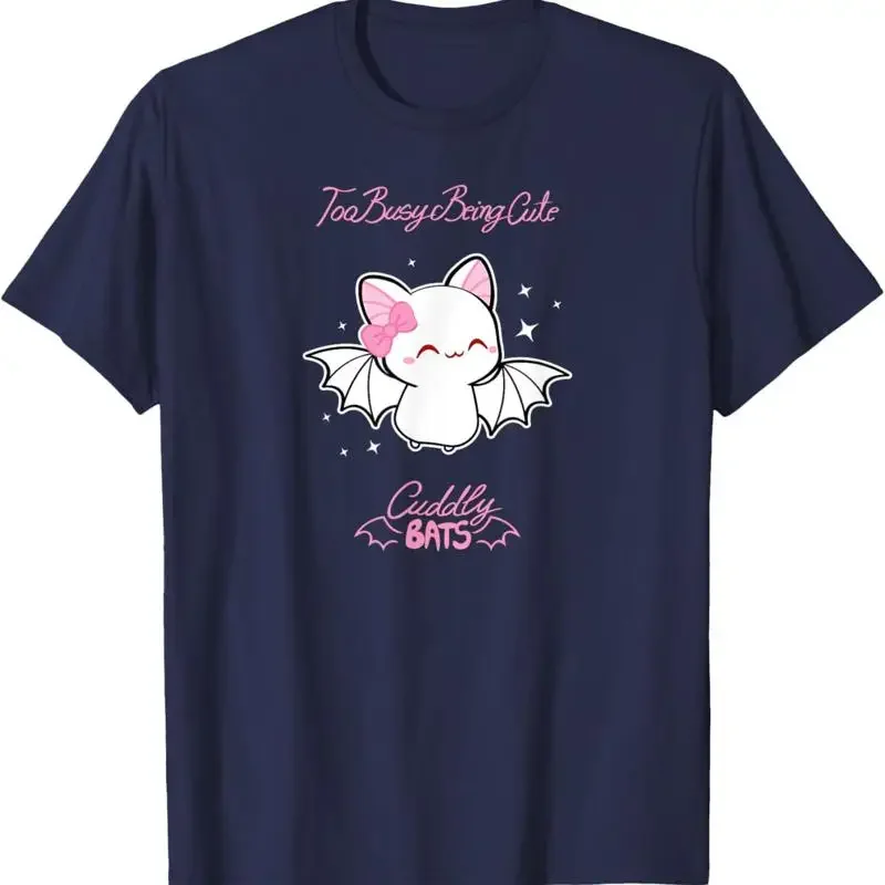 

Cute White Bat Too Busy Being Cute Graphic T Shirt Short Sleeve Crew Neck Tee