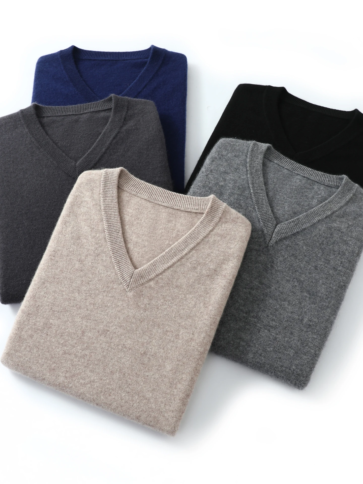 

TLOML Men's 100% Cashmere Sweater V-neck Waistcoat Basic Pullover Autumn Winter Soft Comfy Cashmere Knitwear High Quality Tops