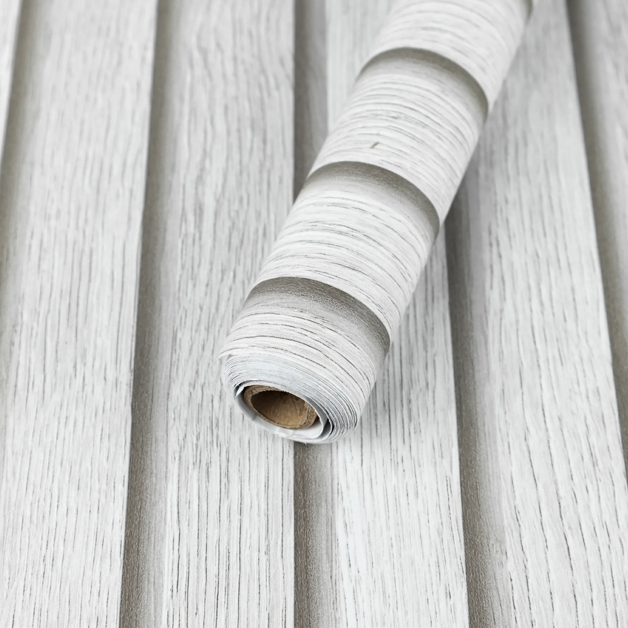 

15.7 in. W × 236 in. L Livingroom Decoration Thickened Wood Grain PVC Peel and Stick Wallpaper Roll in White