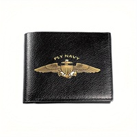Fly Navy Aviator Wings Emblem Graphic Print Wallet for Men Business Casual Elegant Simple Practical Quality Stylish Christmas Gi