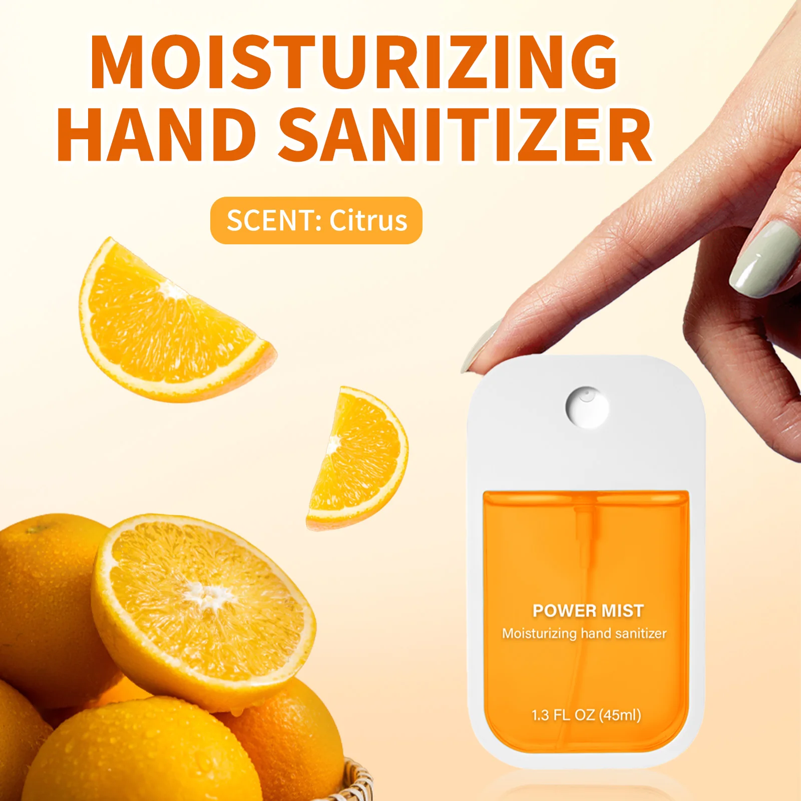 

45ml Travel Size Moisturizing Hand Sanitizer Spray - Citrus Scented, Portable & non-Washable Hand Washing Spray, Quick-Dry