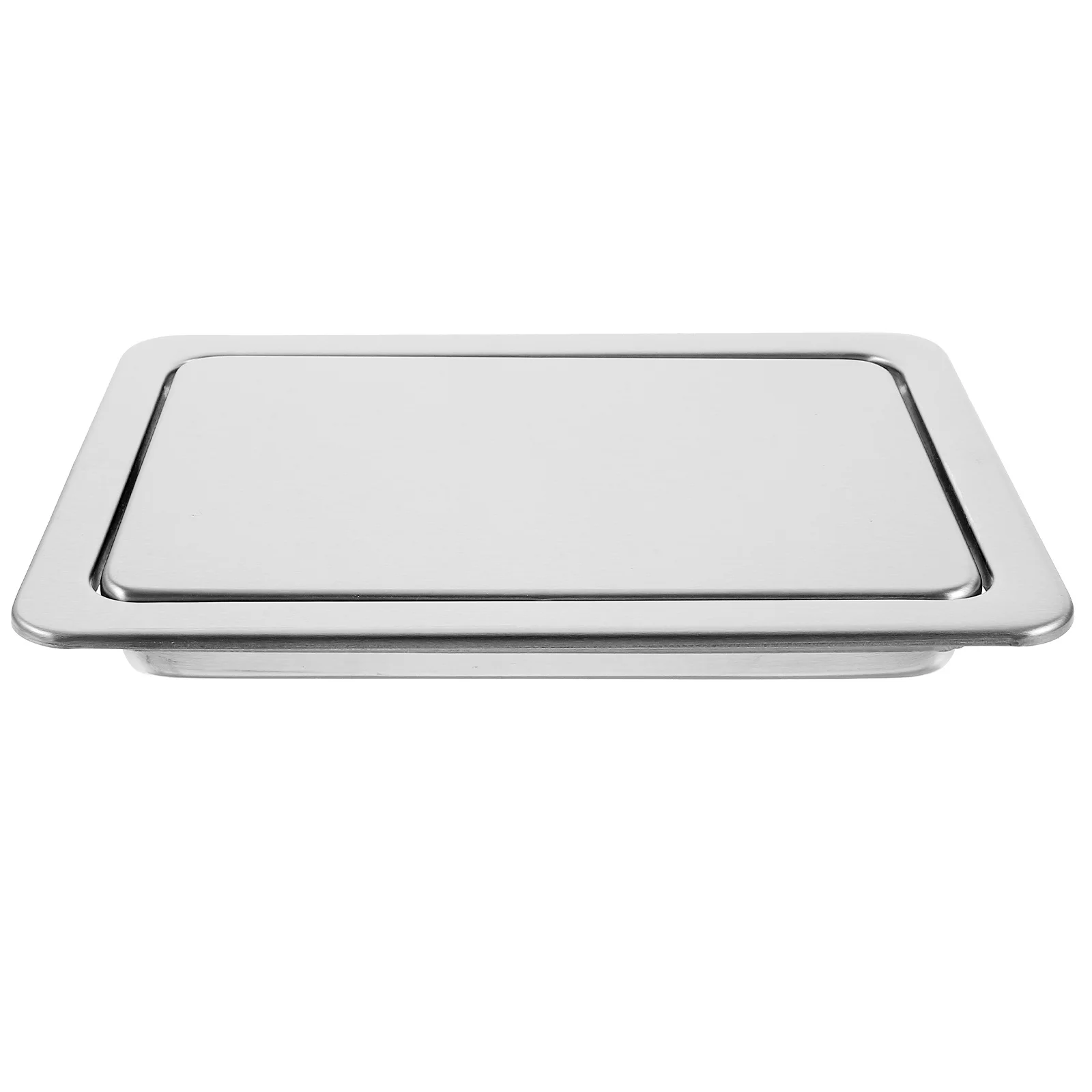 

Stainless Steel Trash Bin Lid Modern Swing Flap Embedded Type Garbage Lid for Commercial Home Use Countertop Cabinet Space