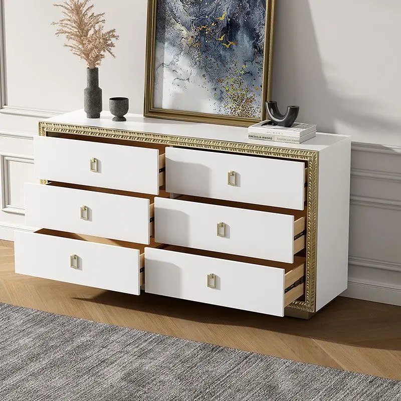 Luz americana de luxo, armários de quarto de madeira maciça 6 armários de baú La Rochelle simples e moderno luz francesa, armários laterais de jantar