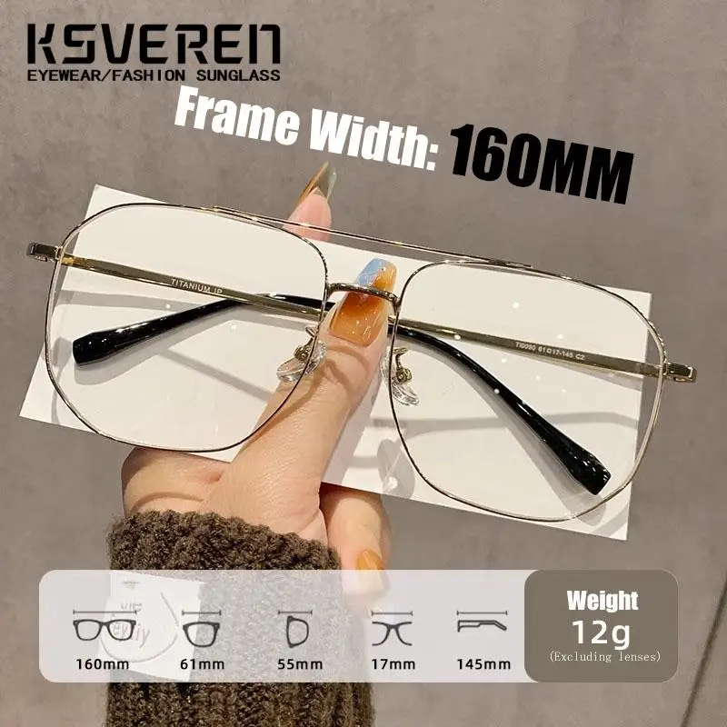 

Oversized 160mm Anti Blue Light Myopia Eyeglasses Men Alloy Wide Face Big Glasses Women Prescription Optical Spectacles -1.5