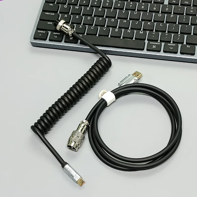 Mechanical Keyboard Coiled Cable Wire Type C USB Cable Custom Gaming Coiled Aviator Computer Aviation Connector Charging Cable