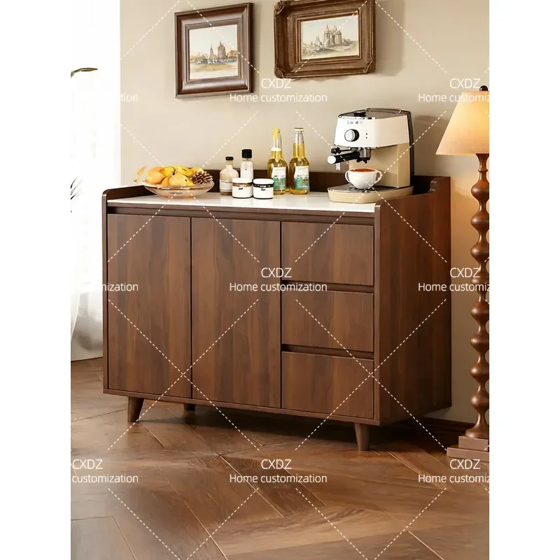 Rock Slab Dining Side Cabinet Wall Mounted Tea Storage Unit Integrated Locker Modern Living Room Utility Wood Cupboard 2026