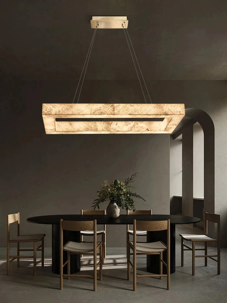 

Natural marble classic square LED pendant light hanging lamp restaurant lighting GN987TB