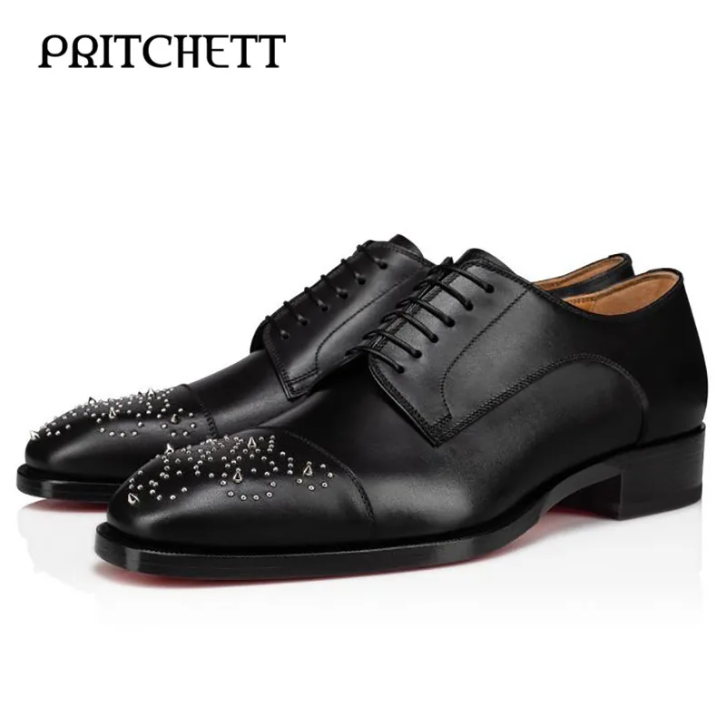 

Maltese Studded Oxford Leather Shoes Rhinestone Rivet Black Lace-Up Business Shoes Casual Large Size Personalized Men's Shoes