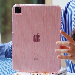 For iPad Case 7th 8th 9th 10th Generation Air 3rd 4th 5th Pro 11 inch Mini 6 Tablet Cover Cases Wave Texture Transparent Soft