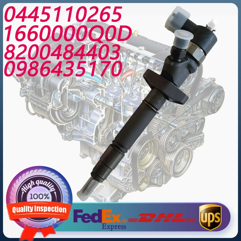 

0445110265 1660000Q0D 8200484403 0986435170 Common Rail Injector For Nissan Interstar Primastar Renault Master Trafic Engine