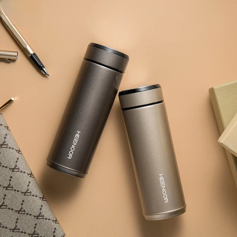 

Portable Stainless Steel Insulated Mug Creative Business Water Cup for Men And Women with Filter for Brewing Tea Carved Design