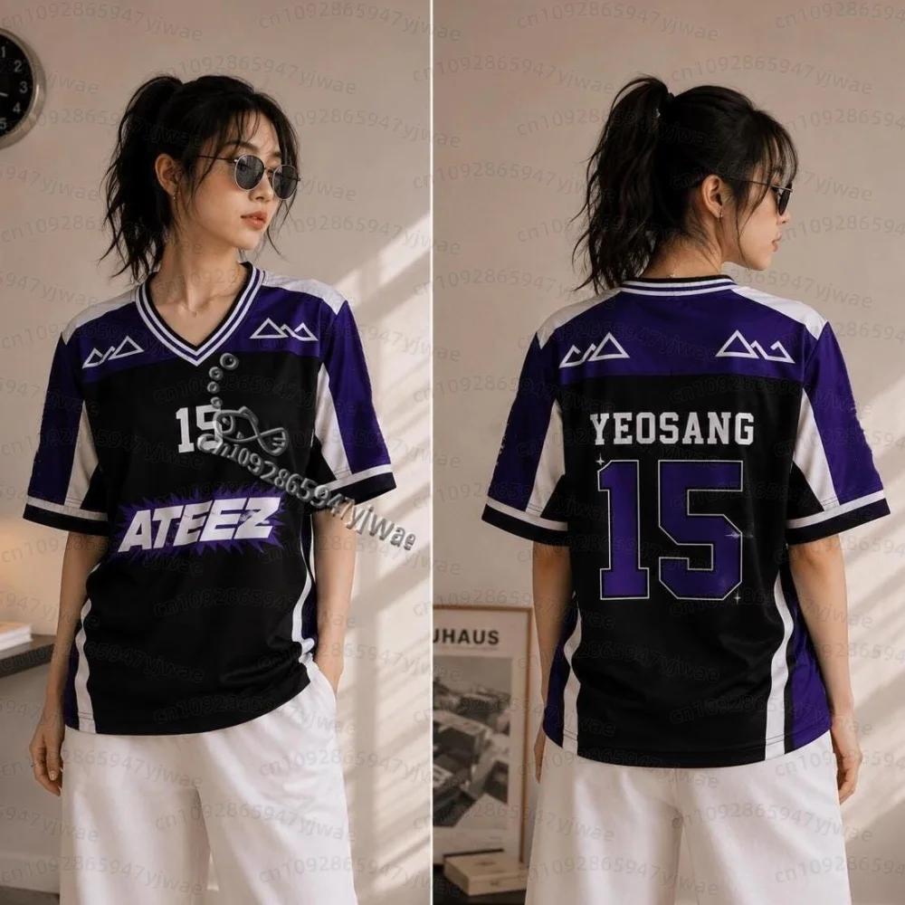 2026 Summer Ateez Jersey T-Shirt World Tour, Oversized Streetwear Kpop  Concert Outfit san fans Woman Beach T-Shirt