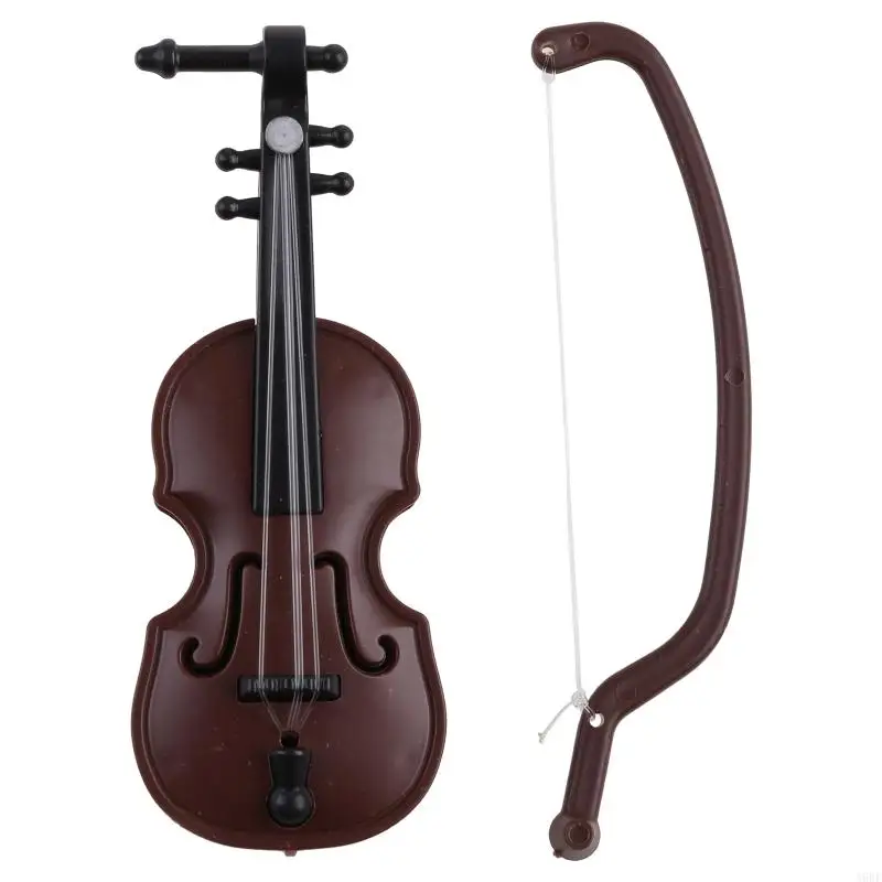 

A9BF Mini Violins Ornament Miniature Violins Model with Stand for Case Dollhouse