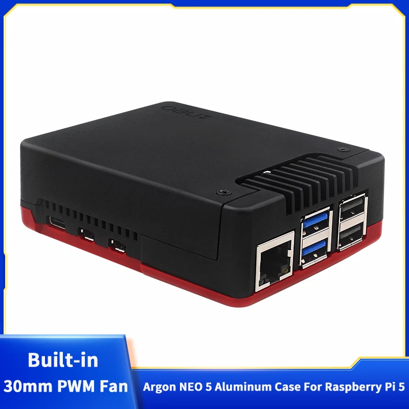 

Raspberry Pi 5 Argon NEO 5 Aluminum Case Built-in 30mm PWM Fan Active Cooler For Raspberry Pi 5