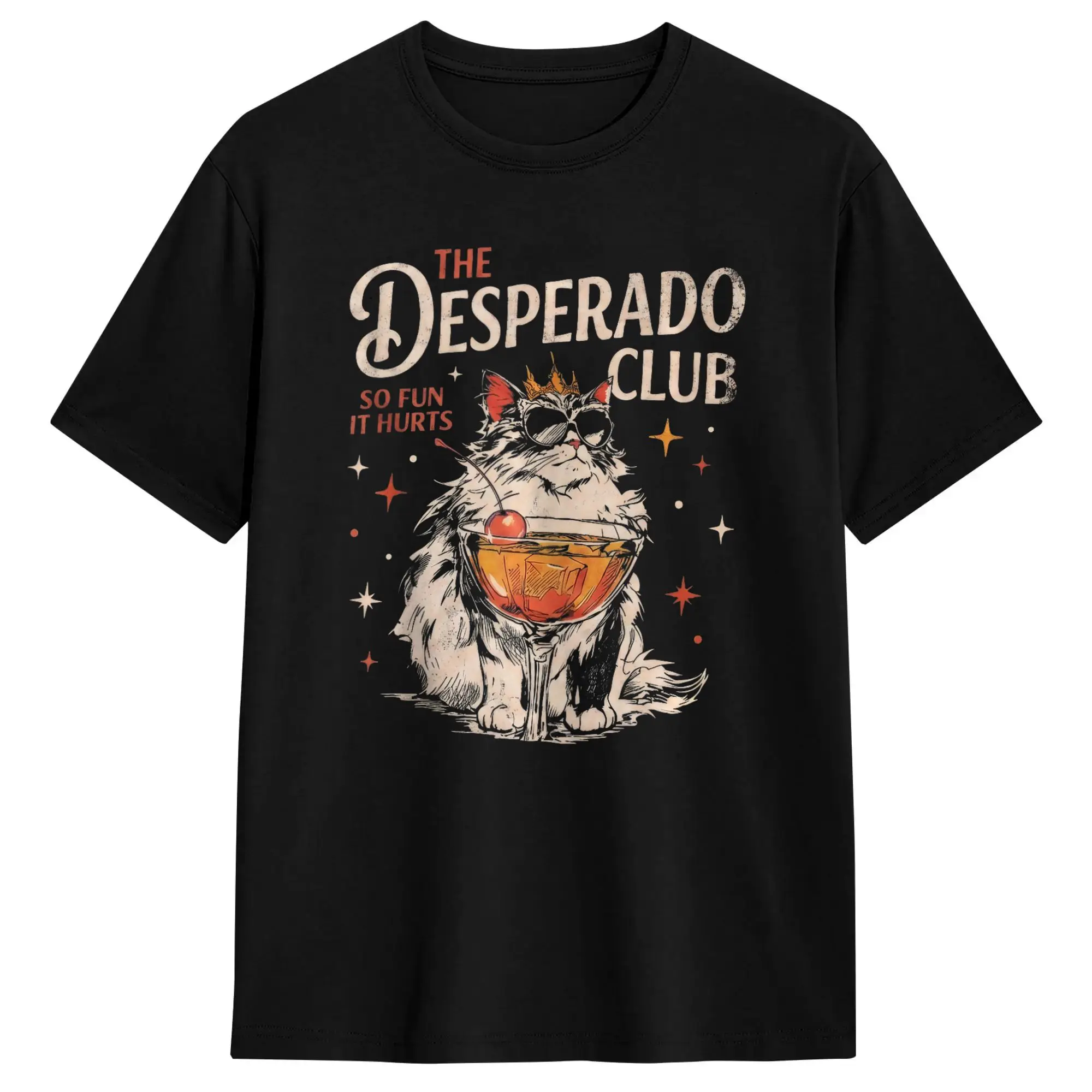 Футболка Desperado Club Mama Needs a Night Off с забавным принтом кошки, пляжная, трендовая, хлопковая, с круглым вырезом, оверсайз, для взрослых