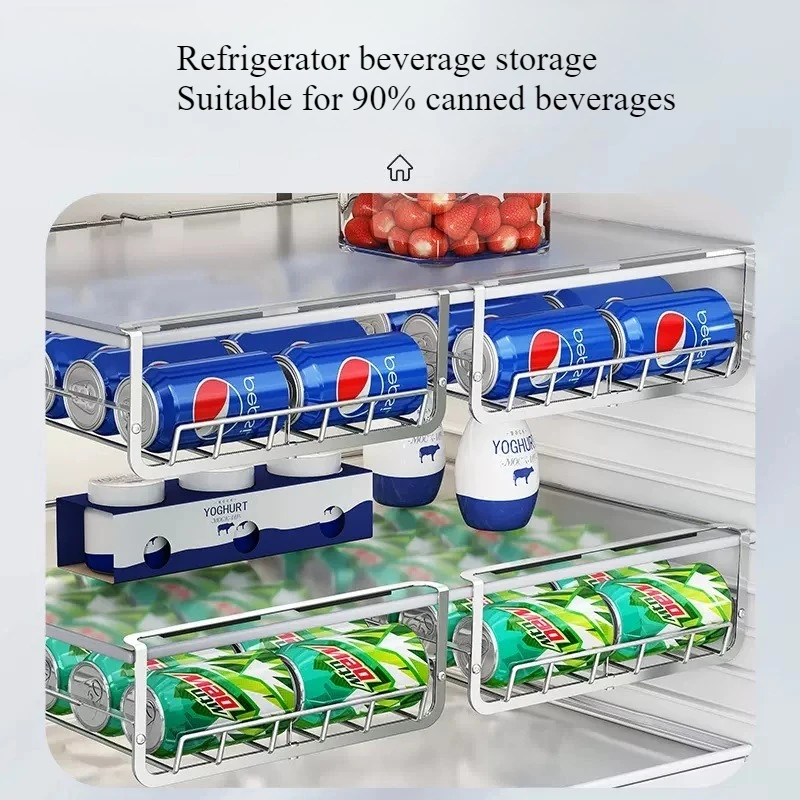 

Stainless steel refrigerator, beverage storage and finishing artifact, suspended beer, Coke, can, automatic replacement rack