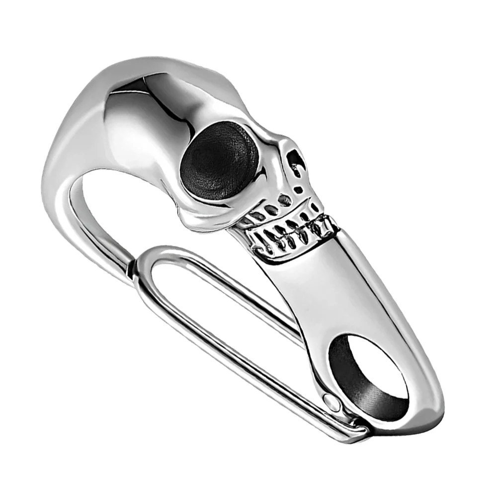 Skull Keychain Carabiner Hook Ring Necklace Bracket Carabiners Clips Stainless Steel Gothic Man Keyring