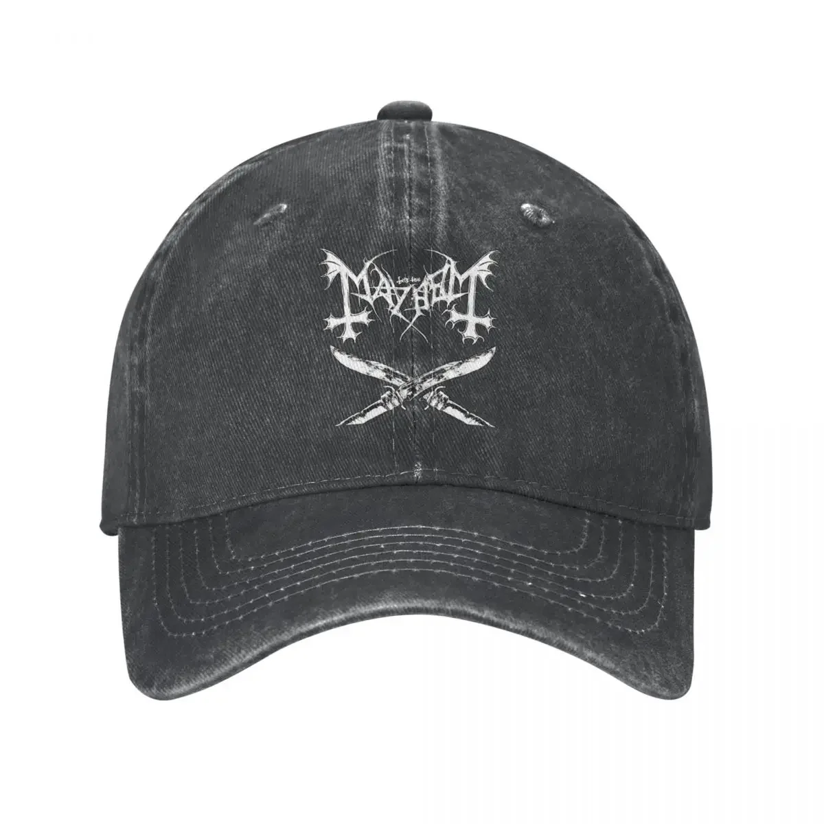 Vintage Mayhem Deathcrush Euronymous Dead Varg Baseball Cap Men Women Distressed Denim Sun Cap Black Metal Band Golf Hats Cap