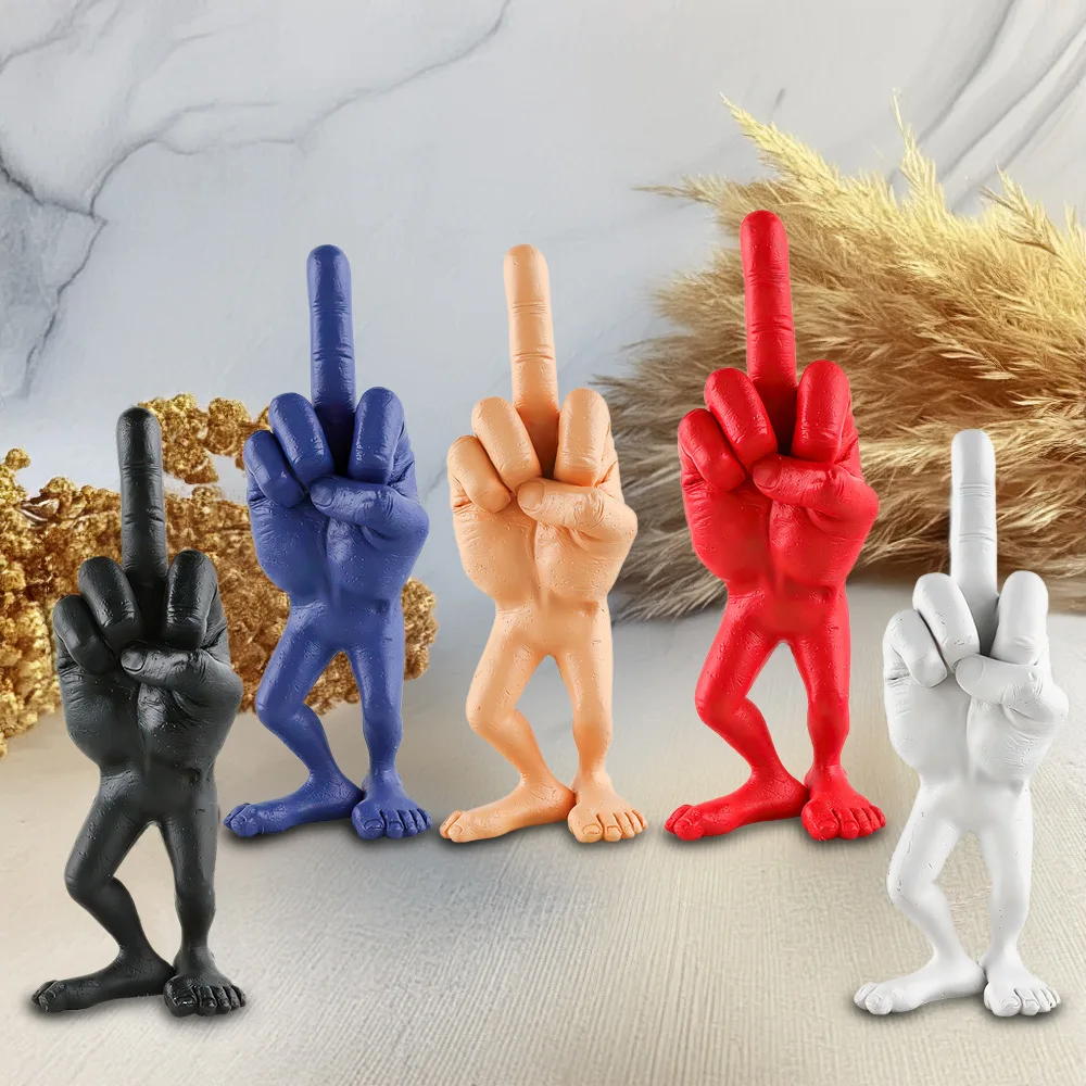 

Middle Finger Stand Figure 3D Desktop Decorations Resin Ornaments Funny Creative Ornament Sculpture For Home Decor As Gifts
