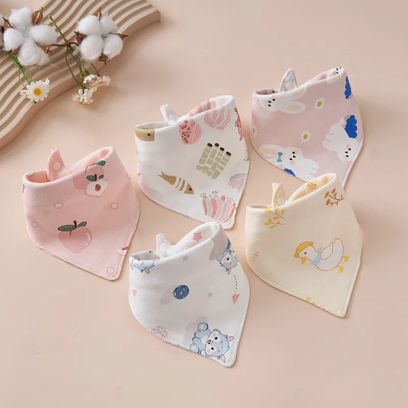 

Cartoon Print Baby Bibs Soft Cotton Newborn Saliva Towel Triangular Scarf 0-3Year Toddler Burp Cloth Kids Feeding Accessories