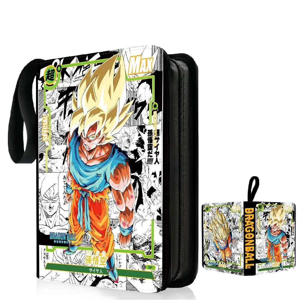 لعبة دراغون بول بطاقة الموثق 9 جيب حامل بطاقة التداول أنيمي بطاقة الموثق مع 50 صفحة داخلية سستة حامل ما يصل إلى 900 بطاقة