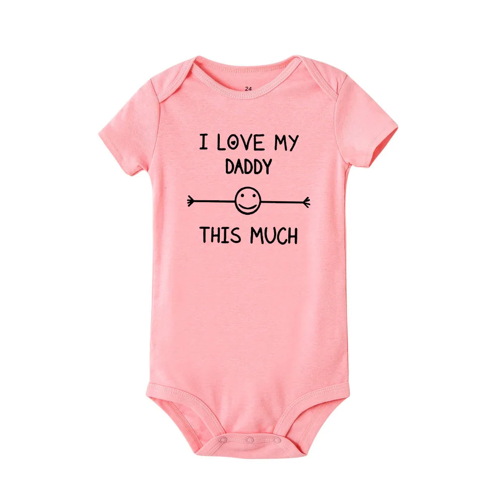 I Love My Daddy Mommy This Much Twins Baby Romper Newborn Summer Short Sleeve Bodysuit Brother Sister Bodysuit Baby Present