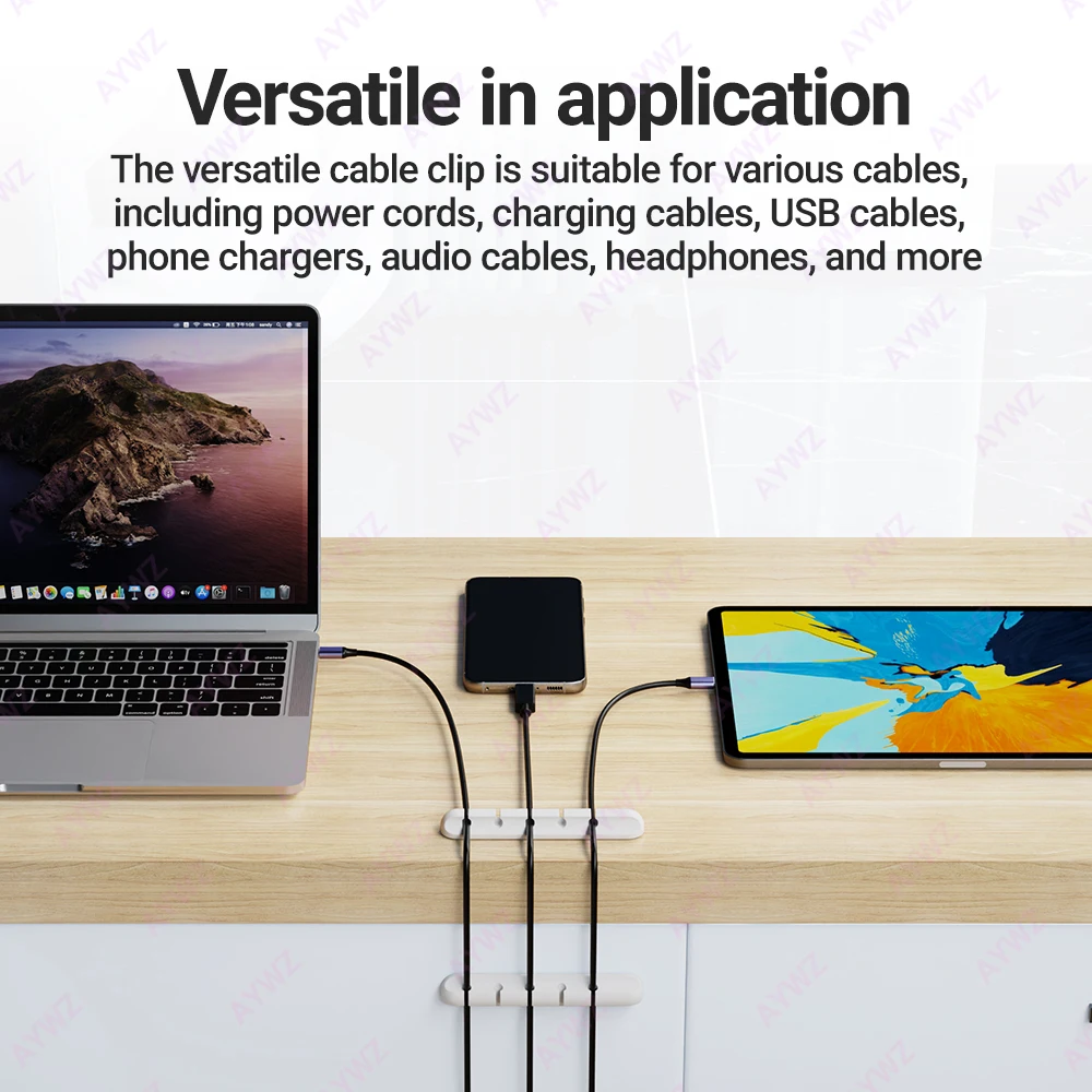 Adhesive Cable Holder Clips Cord Management Wire Organizer for Desktop USB Charging Cable Nightstand Power Cord Mouse Cable