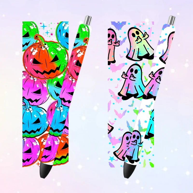 Halloween Printed Transfers Stickers For Pen Wraps, DIY Glass, Ceramic Metal Leather, 3D UV DTF, 4.75x1.5 Inch, 5Pcs P119