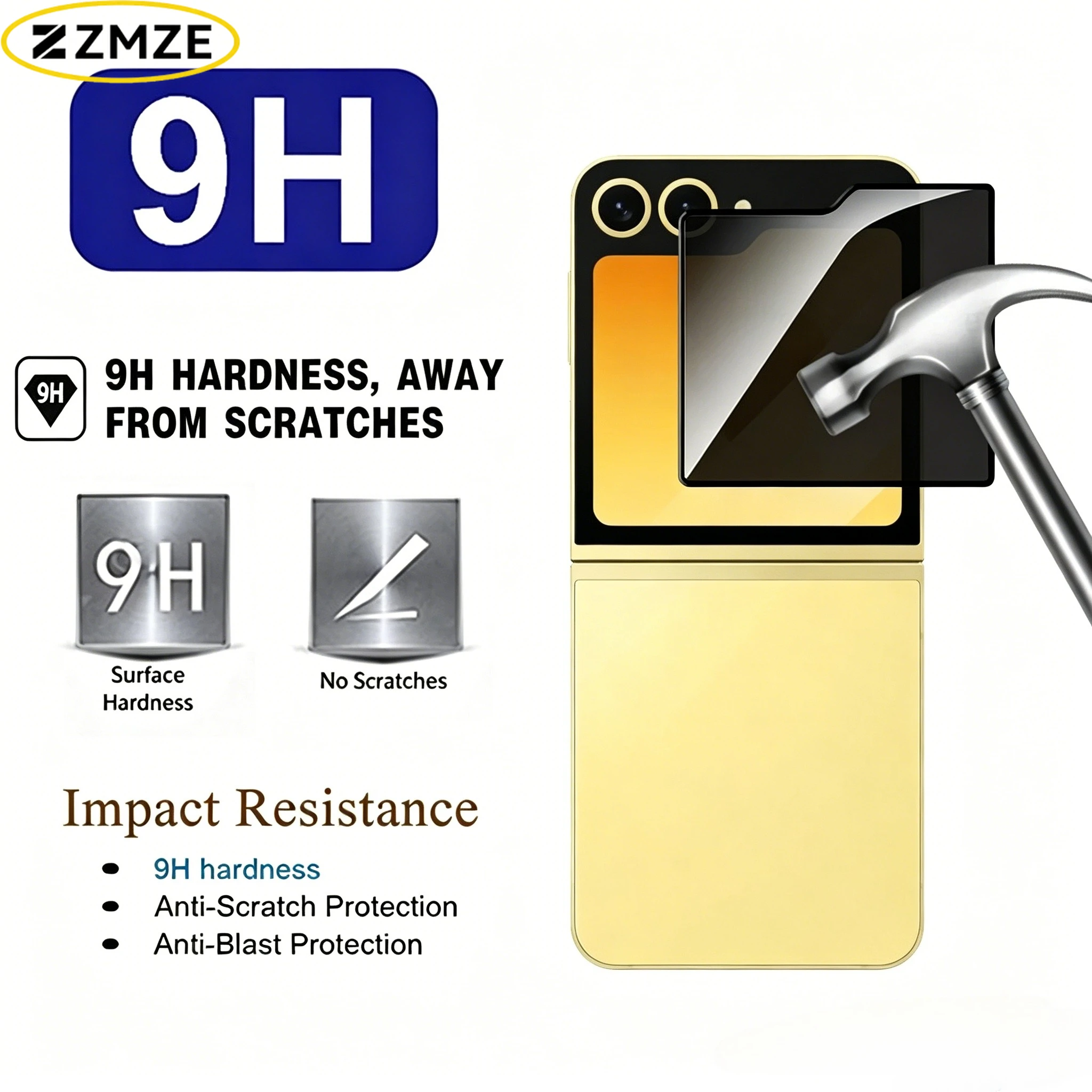 2-in-1-Schutzglas-Hülle für Samsung Galaxy Z Flip 6 7 5G Anti-Spy/Peep Displayschutzfolie für die Rückseite ZFlip7 ZFlip7 Flip6 Kamera-Schutzfolie – Detail 3
