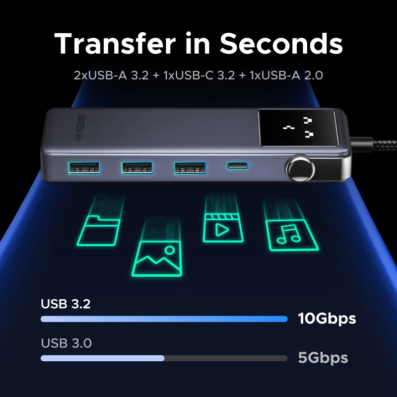UGREEN Uno USB-C HUB 8-in-1 Type-C to 4K60Hz HDMI 10Gbps UISB Ports Splitter SD TF PD100W for Laptop MacBook iPad Samsung Dell view 5