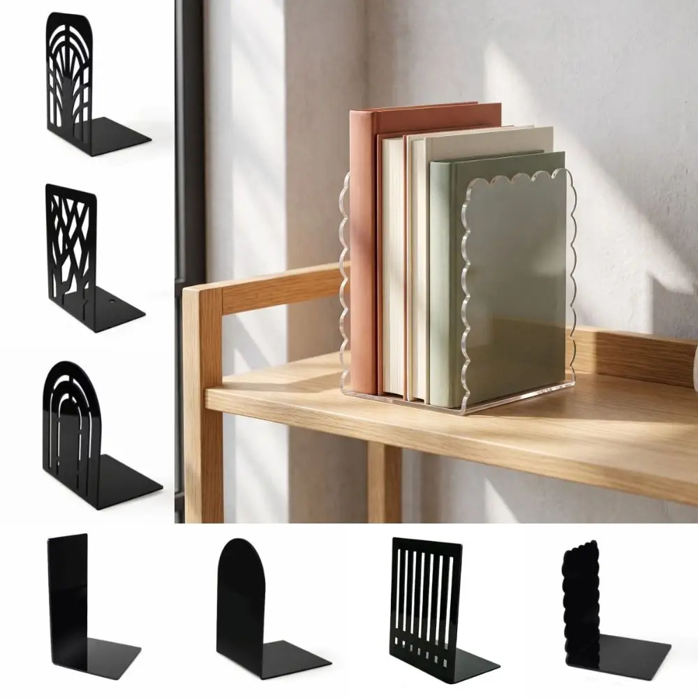 Durable Acrylic Book Display Stand Stationery Space-saving Transparent Black Bookshelf Decorative Sturdy Acrylic Bookends