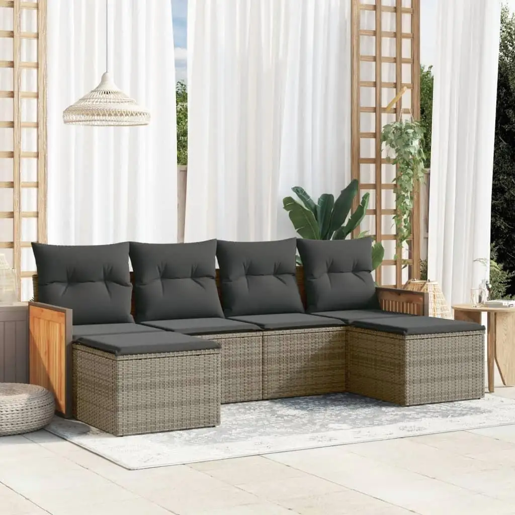 

Garden Sofa Set Grey Outdoor Furniture Comfortable Patio Lounge Seating Durable Cushions Modern Style Living Room Decor