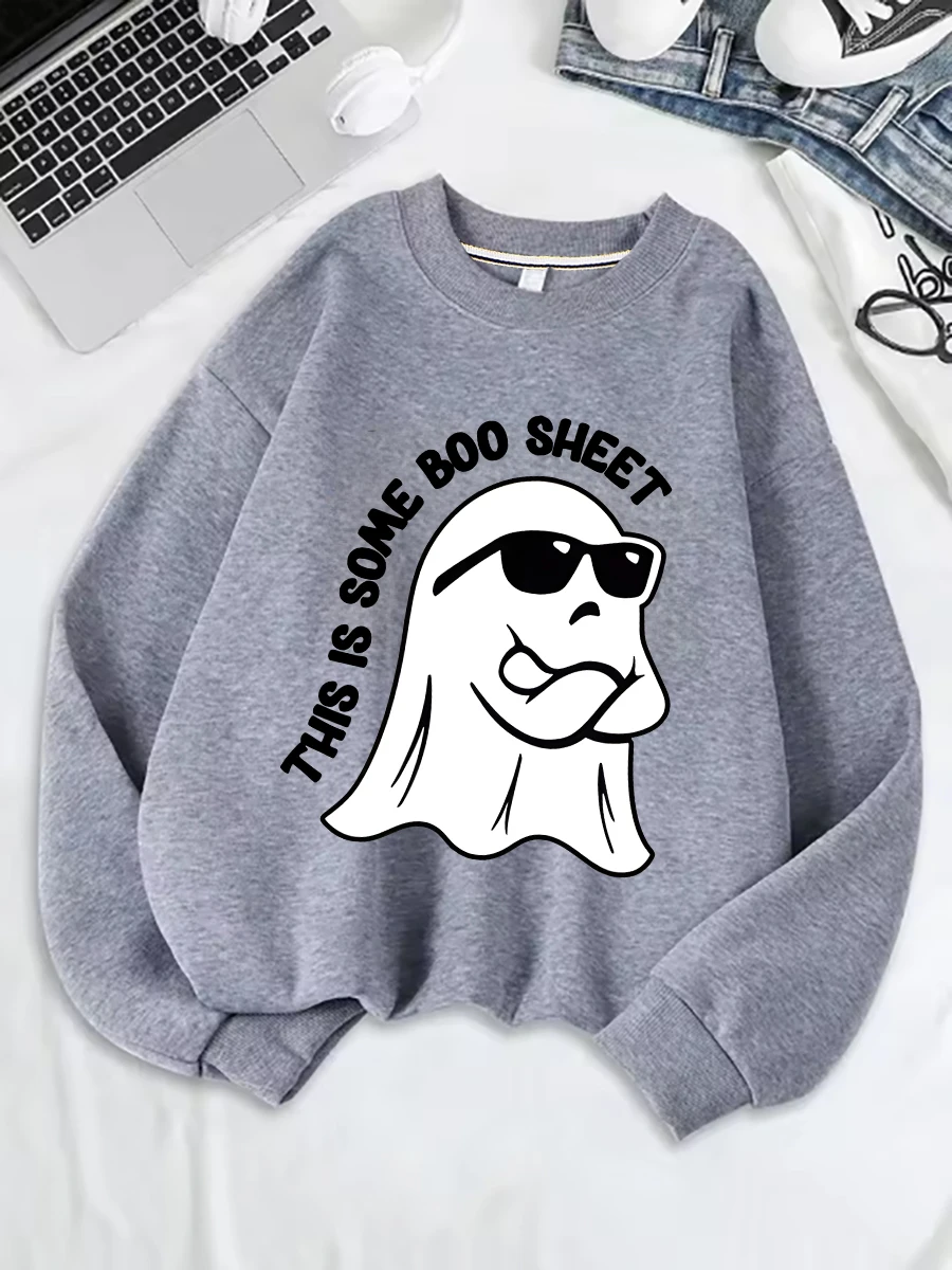 سويت شيرت برقبة دائرية وأكمام طويلة مطبوع كاجوال دافئ أنيق بنمط شخصي ثقيل الوزن (وزن القماش 220–320 جم/م2)