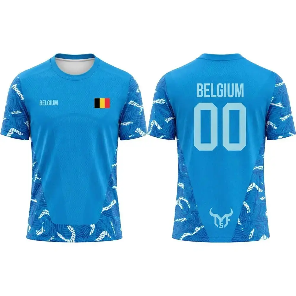 Belgium Flag Soccer Jersey Shirt Top Men T Shirt Women Tee Boys Top Children Parent Child Quick dry short sleeves kids Tshirt - view 5
