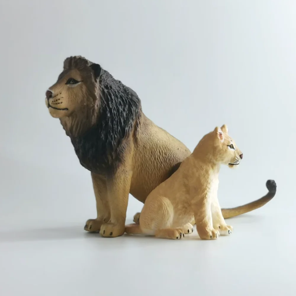 Toymany Simulation assis Lion Cub faune modèle Animal jouet Mini Figurines poupées Action Figurines jouets enfants cadeau