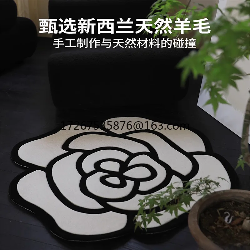 

New Zealand wool shaped carpet camellia bedside blanket bedroom cloakroom balcony handmade gun thorn blanket
