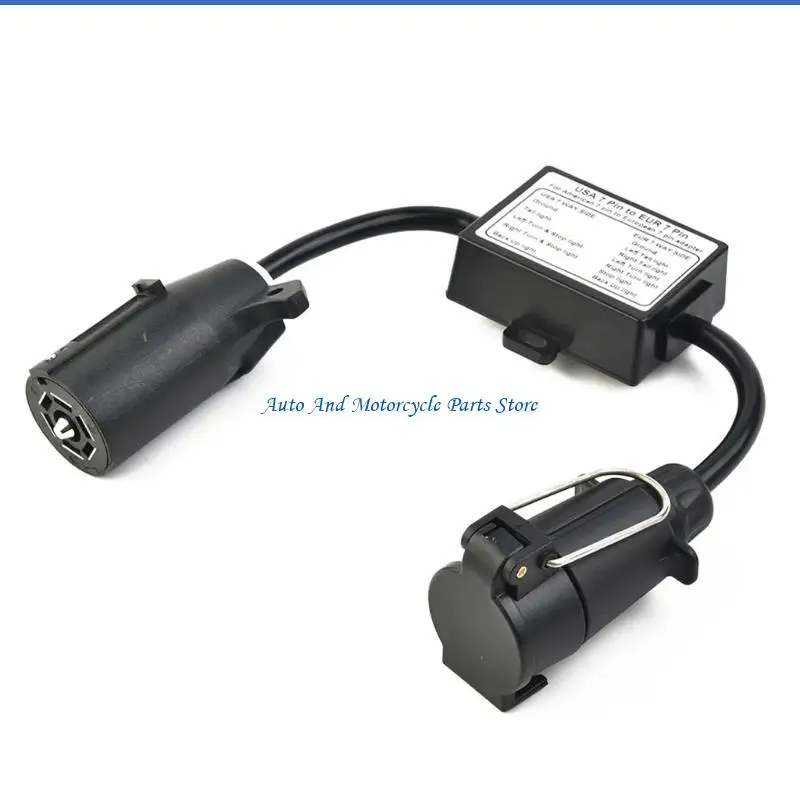 P9FD Easy Installation US Vehicle 7Pin Blade Socket to EU 7Pin Connector Trailer Light to EU Trailer Light Converter
