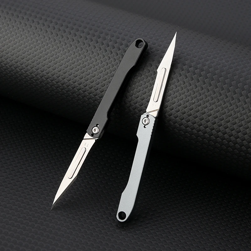 Aluminum Alloy Mini Folding Knife Portable Removable EDC Surgical Knife Tool Outdoor Utility Knifes Surgical 10 Blade Free