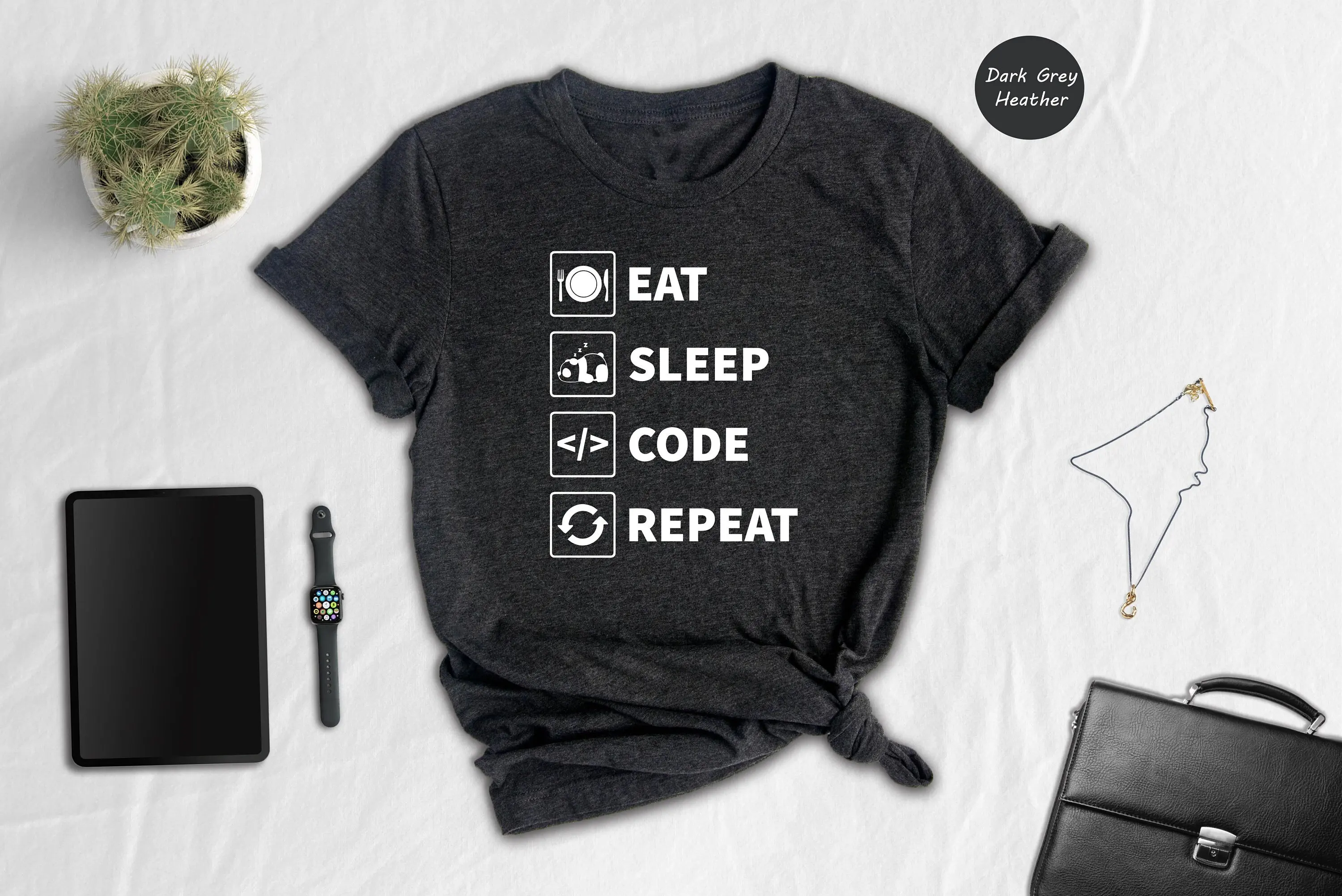 EAt Sleep Code RepeaT T Shirt Coder Programmer Developer Programming s Funny Computer