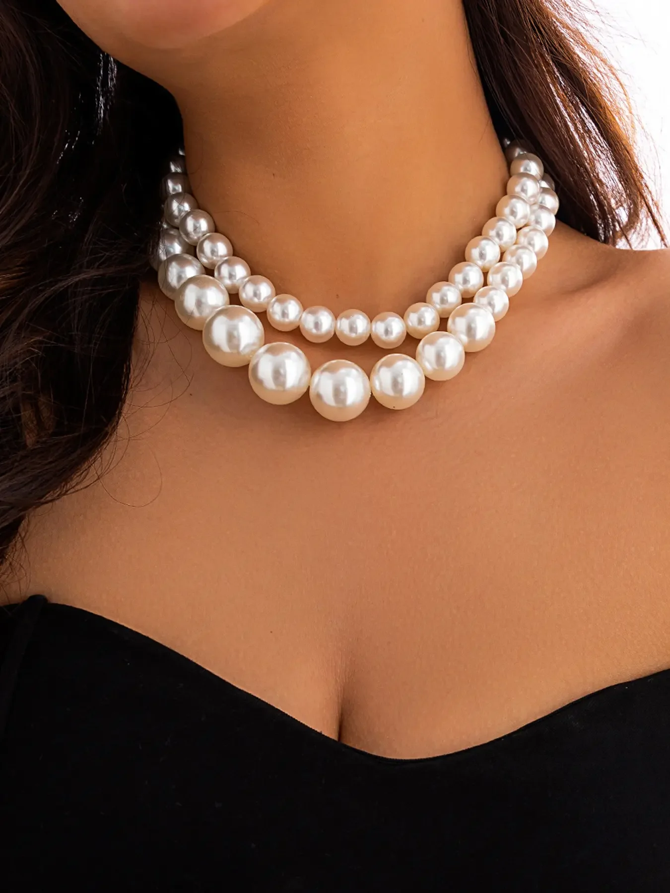 Women's Elegant Faux Pearl Decorated Layered Necklace, Exquisite Trendy Beaded Necklace, Chic Jewelry As Gift for Girlfriend, Necklace Set, Decorative Beaded Necklaces
