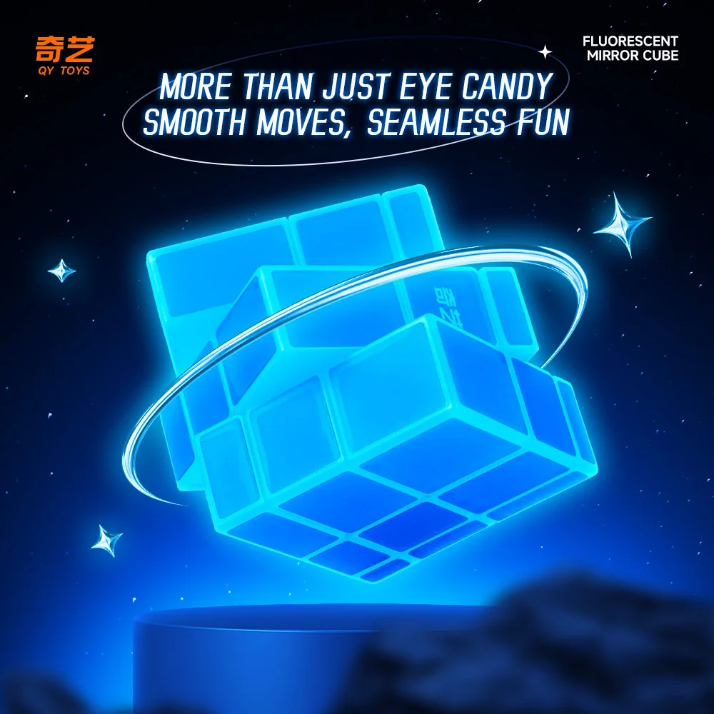 QiYi Fluorescencyjna kostka lustrzana Magiczna kostka prędkości Profesjonalne puzzle Cubo Magico Fidget Toys Prezenty dla dzieci큐브