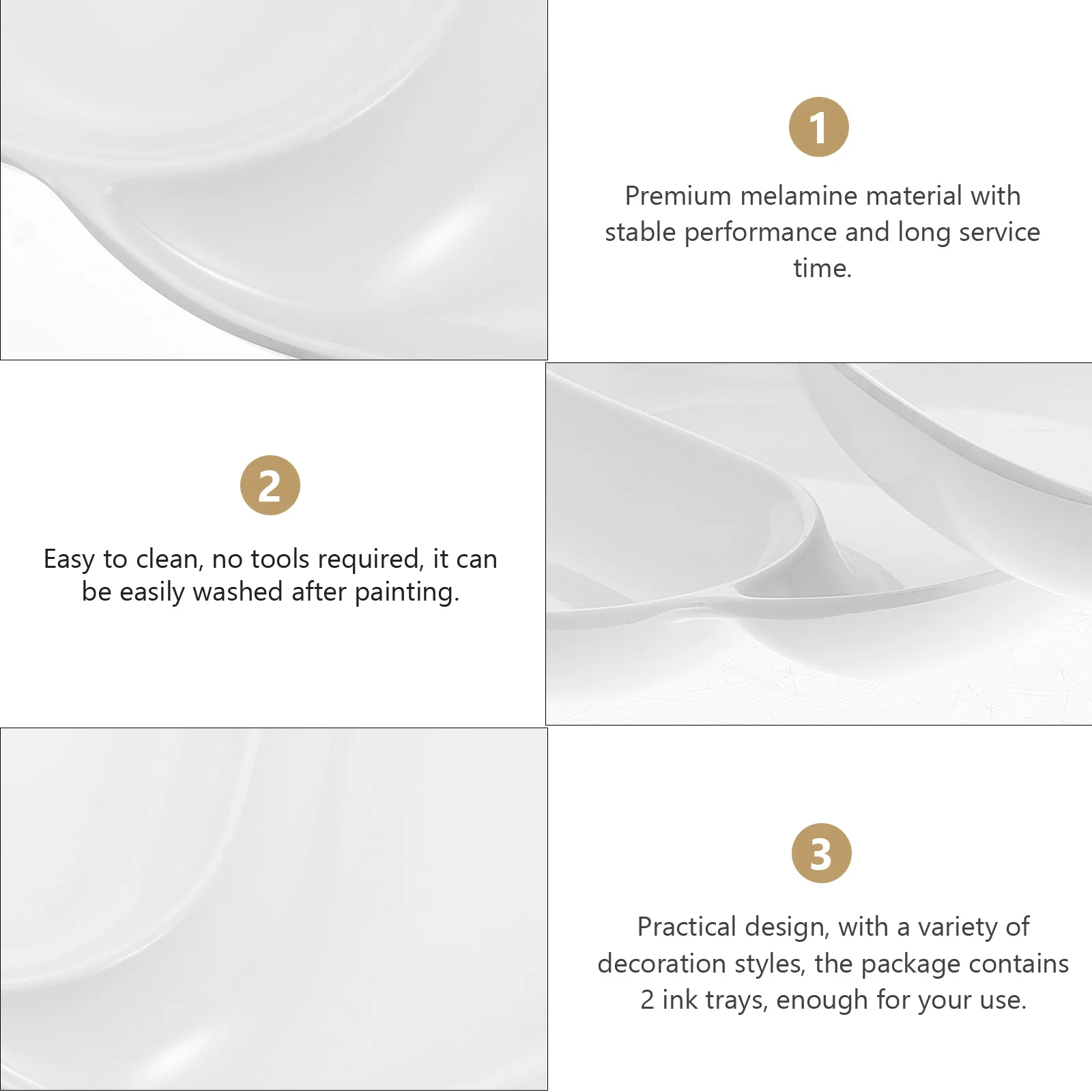 

2Pcs Tai Ji Watercolor Paint Tray Durable Pigment Plates Ink Holders for Color Mixing Calligraphy Painting Supplies