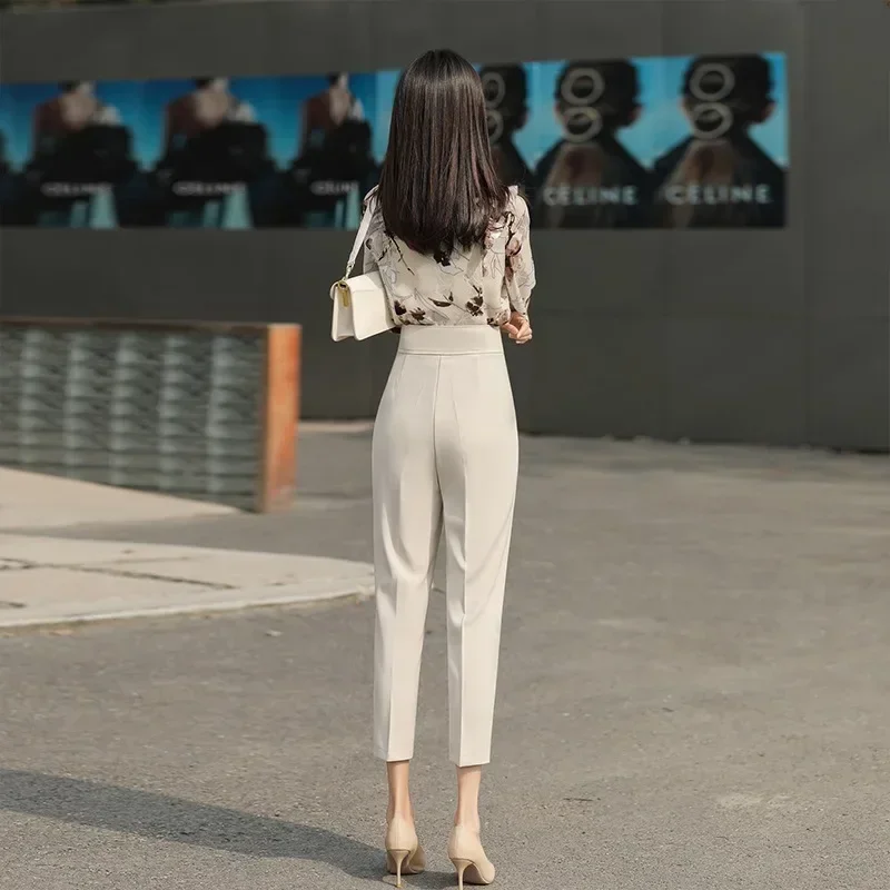 

Spring Summer New British Style High Waist Suit Pants Women Office Work Harem Pants Korean Vintage Elegant Trousers Y2k