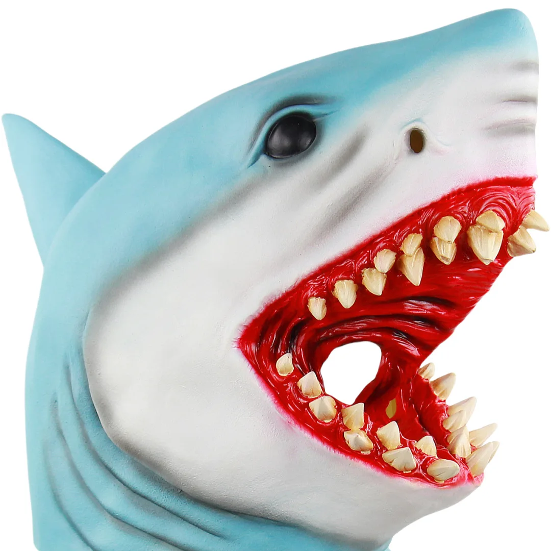 Horror Shark Latex Mask Halloween Cosplay Costume Mask Terror Scary Movie Props Mascara Disfraz Full Face Masks for Adults Men