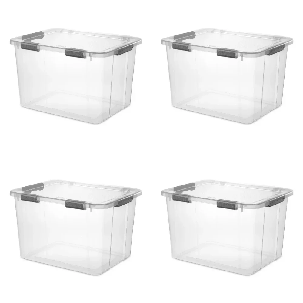 

Sterilite 80 Qt. HingeLID Storage Box Plastic, Flat Gray, Set of 4