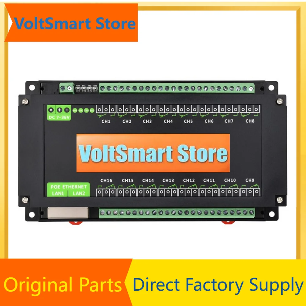 VoltS16-Ch Ethernet Relay Module Modbus RTU / Modbus TCP Protocol Ethernet Port Communication Supports PoE Power Supply