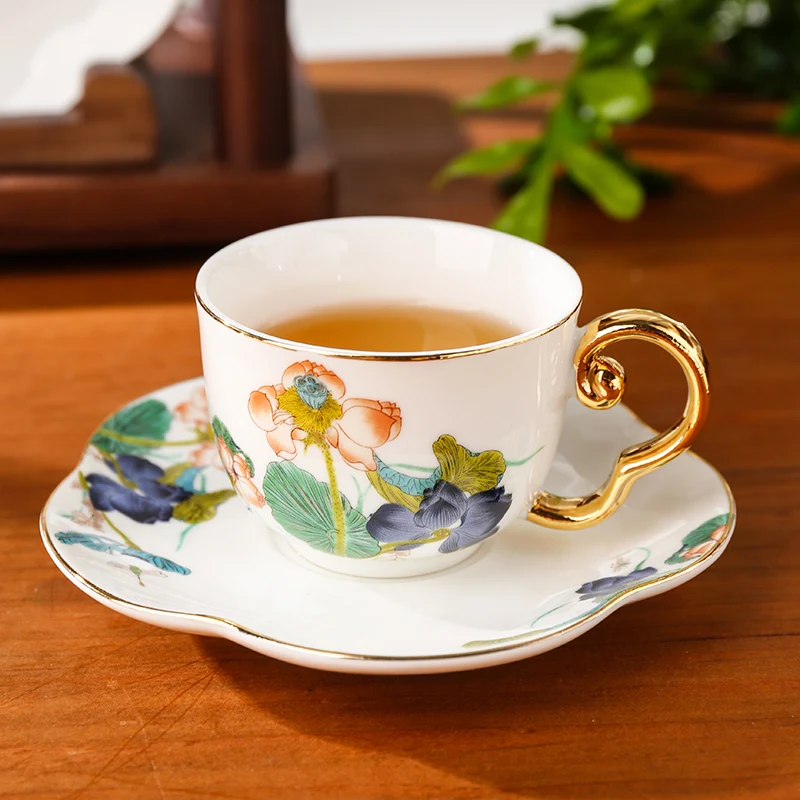 Ceramic with tray, heat-resistant tea cup with handle, brewing tea cup for girls, coffee cup, afternoon tea cup, saucer